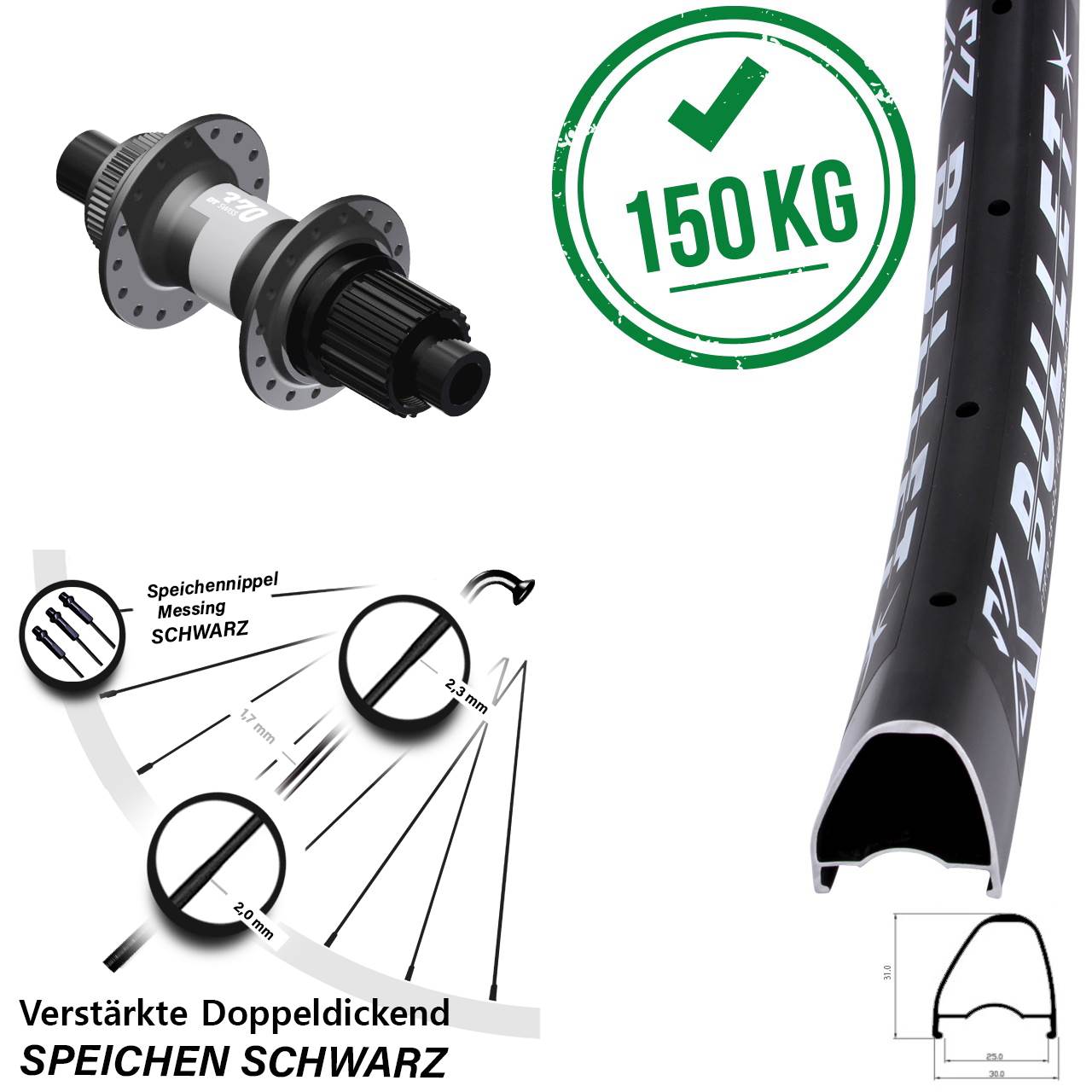 Disc Laufrad 12x142 28-29 Zoll KX Bullet OS DT Swiss 370 Shimano Micro Spline