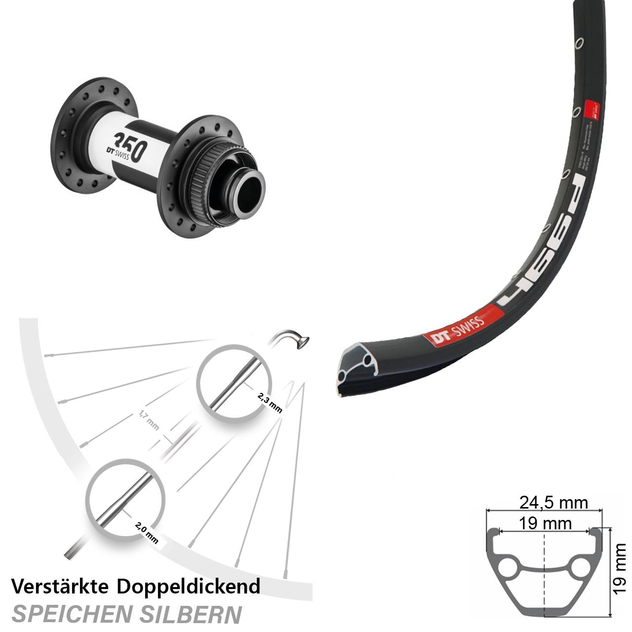 Vorderrad Centerlock 15x100 28 Zoll DT Swiss 466d-350