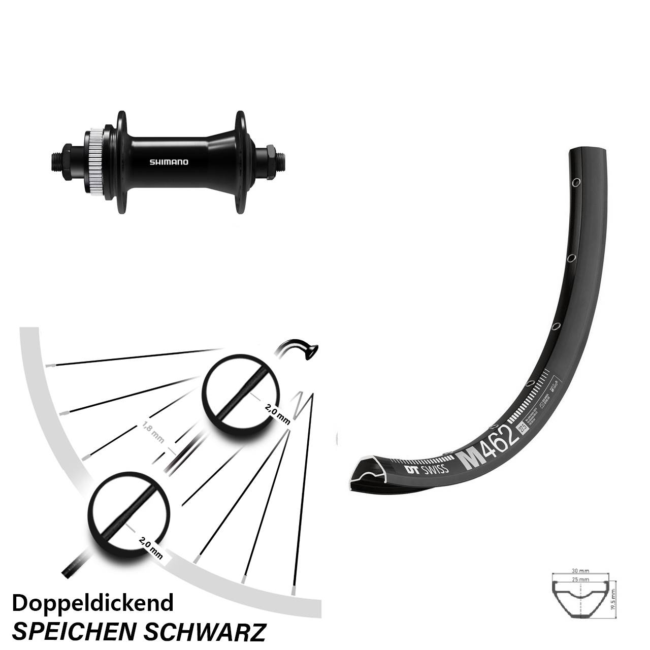 Vorderrad Centerlock QR 27,5 Zoll DT Swiss M462 Shimano HB-QC400