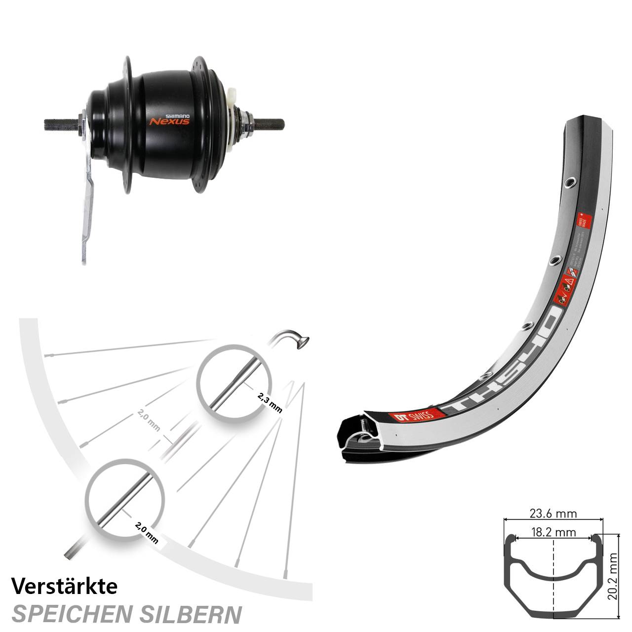 DT Swiss TK 540 Hinterrad 28 Zoll Shimano Nexus 8 Gang Rücktritt
