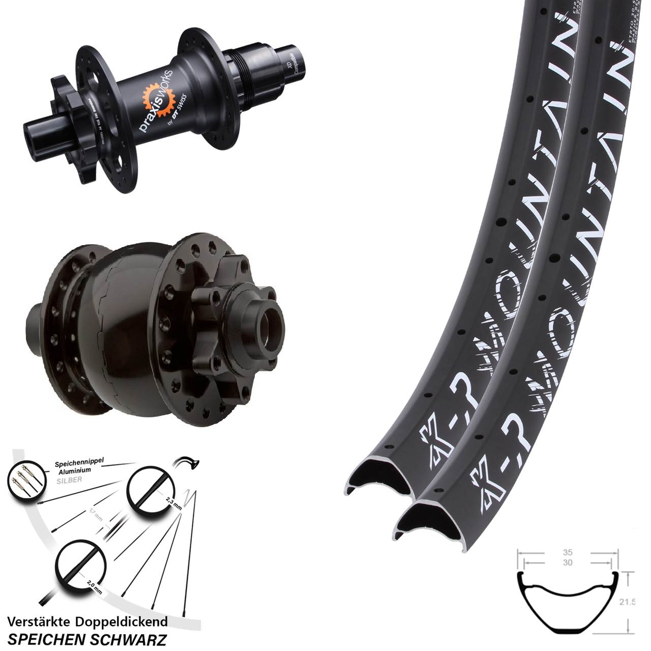 29 Zoll KX-R Mountain DT Swiss 350 Ratchet 36 SON 28 6-Loch Laufradsatz 15x100 12x142 XD
