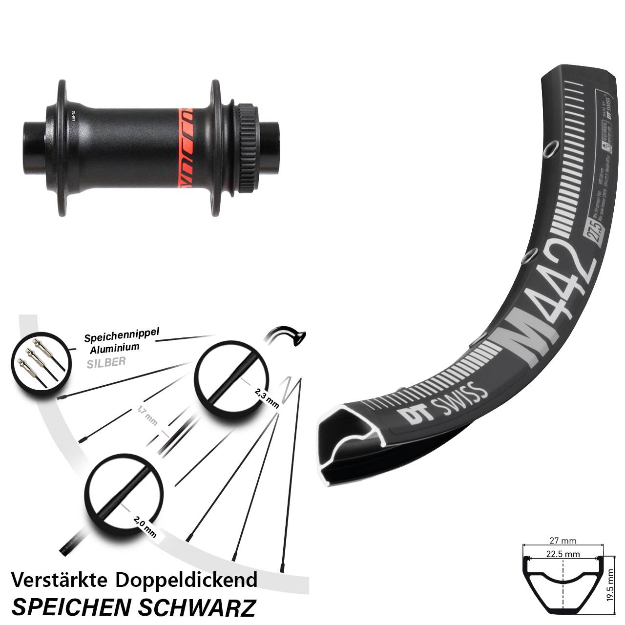 Disc Vorderrad 28 Zoll DT Swiss M 442 Formula CL-811 15x110 Boost