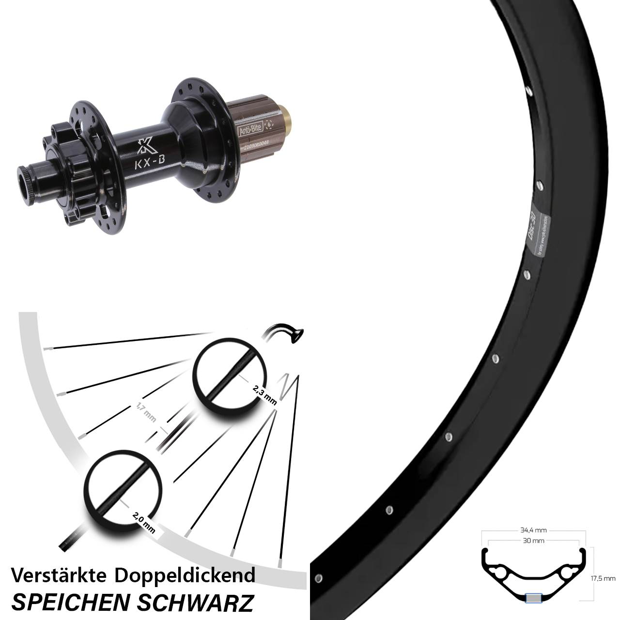 Ryde Disc 30 KX-B 27,5 Zoll Hinterrad 12x148 8-11 fach HG