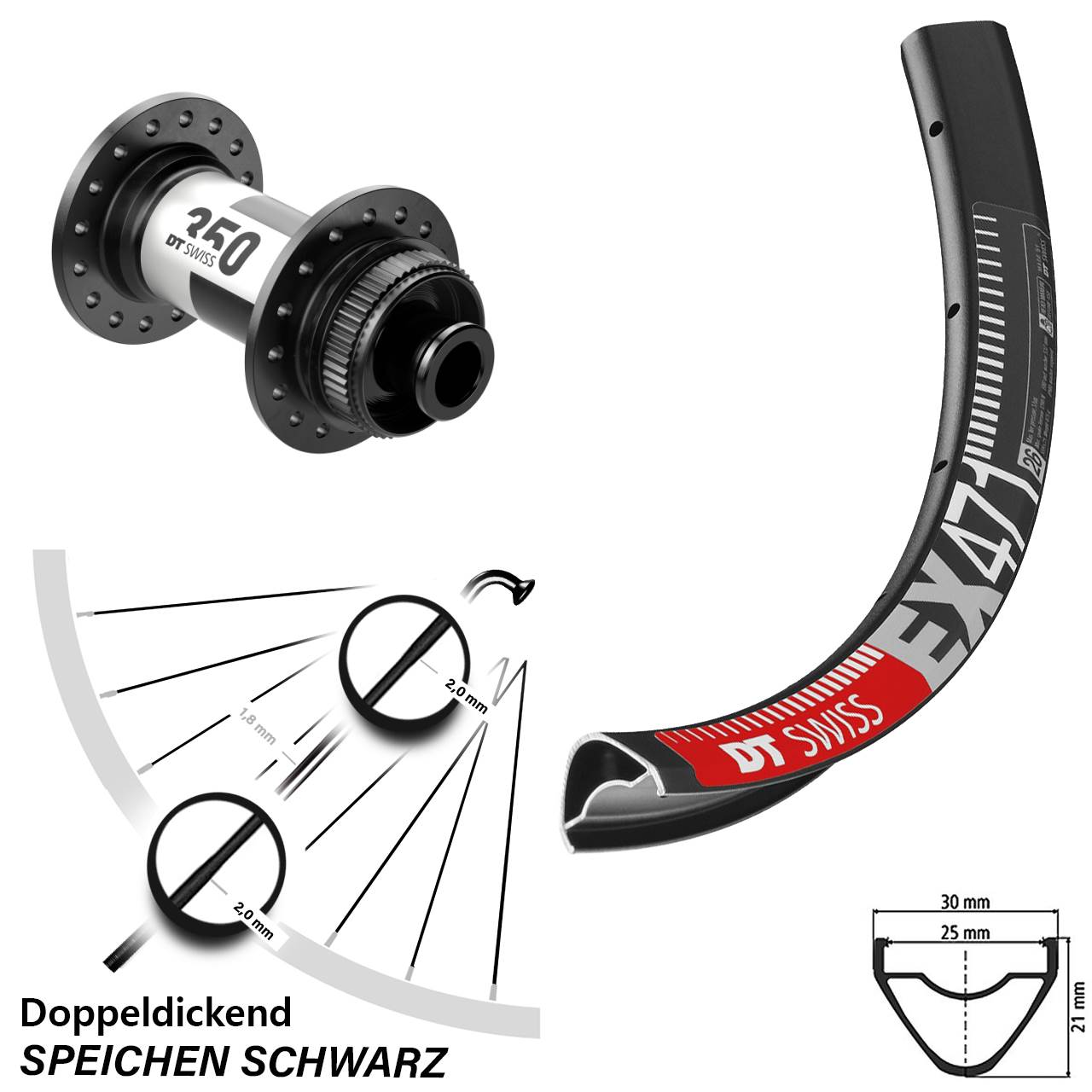 27,5 Zoll DT Swiss EX 471-350 Vorderrad Centerlock 12x100