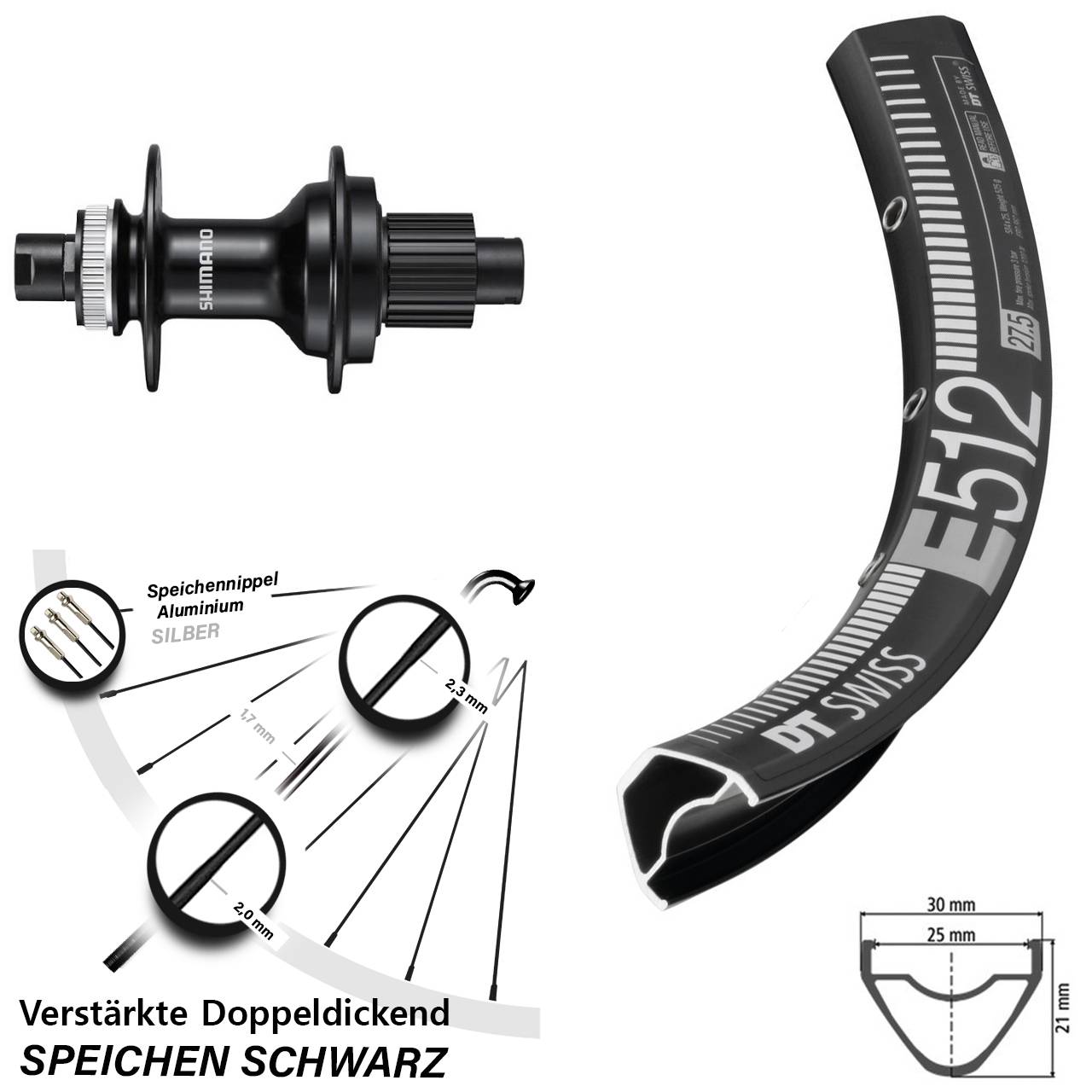 DT Swiss E512 Shimano FH-MT510 29 Zoll Hinterrad Centerlock 12x142 Micro Spline