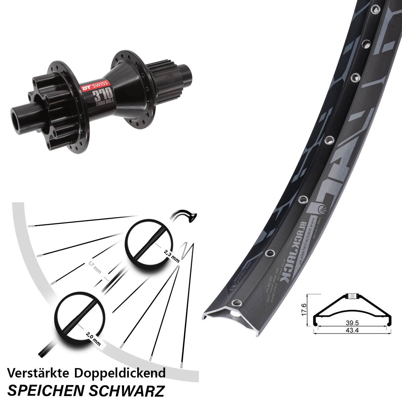 Rodi Ready 40 DT Swiss 370 Hybrid 27,5 Zoll Disc Hinterrad 12x142 Micro Spline