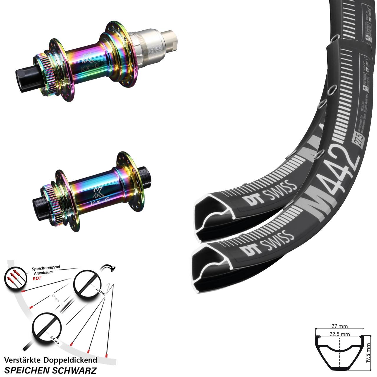 DT Swiss M442 KX-G Oilslick 29 Zoll Disc Laufrad-Satz 12x100/142 SRAM XDR