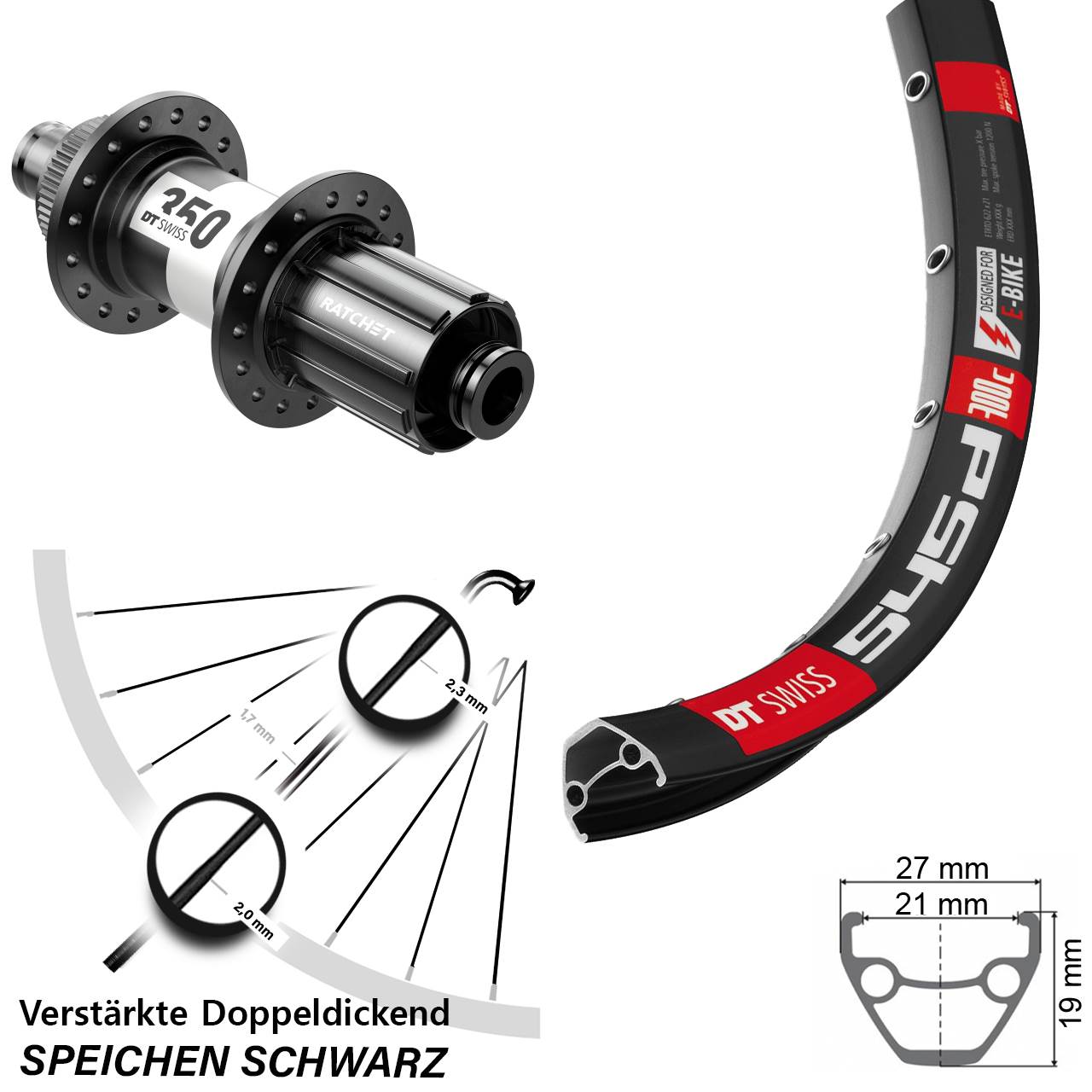 DT Swiss 545-350 28 Zoll Centerlock Hinterrad 12x142 8-11 fach