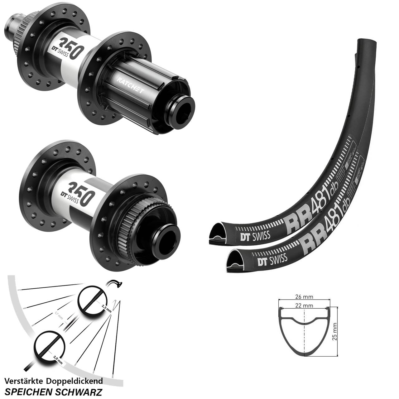 DT Swiss RR481-350 Road 28 Zoll Centerlock Laufradsatz 12x100/142 11-12 fach