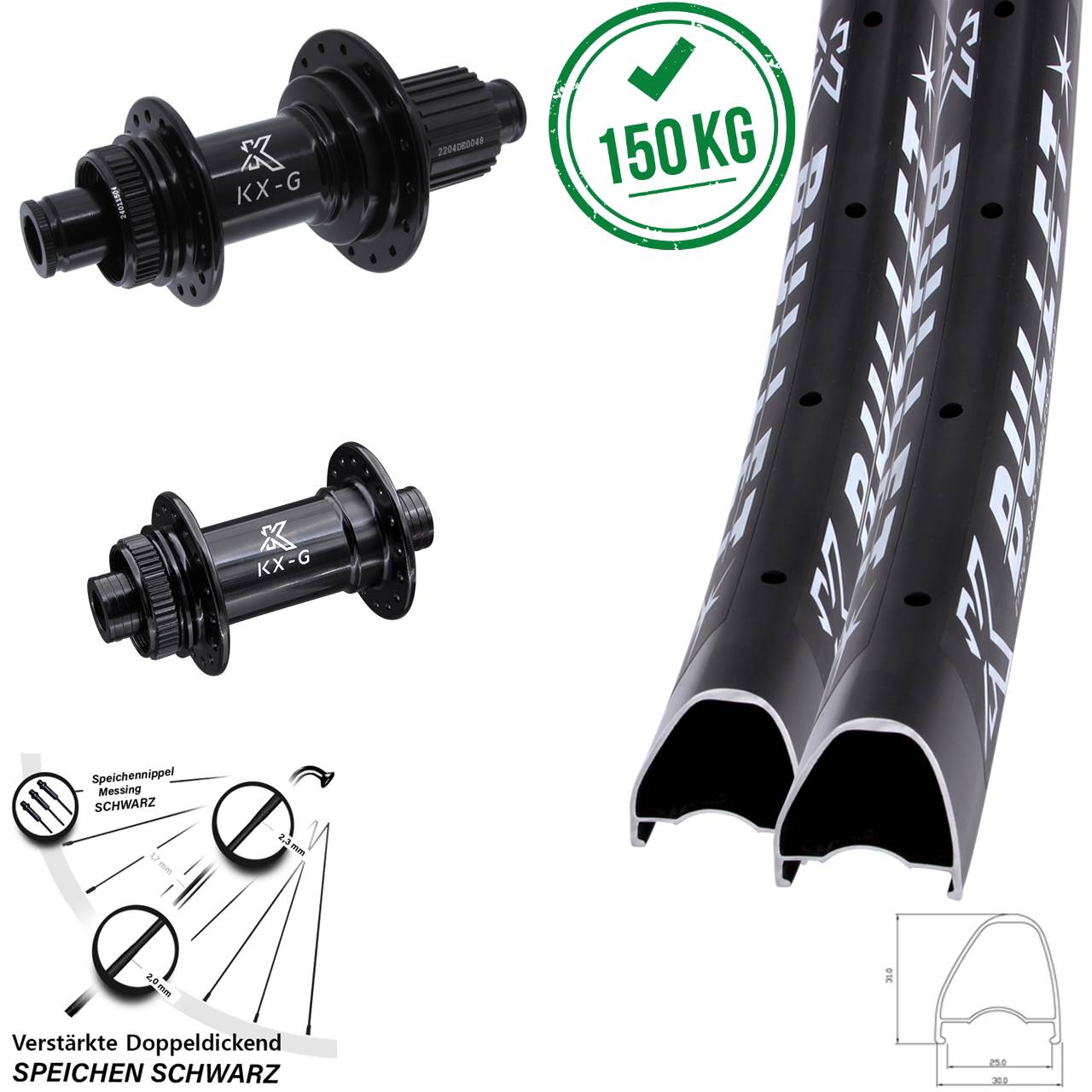 Centerlock Laufradsatz 12x100/142 28-29 Zoll KX-GS Bullet OS Heavy Duty Micro Spline