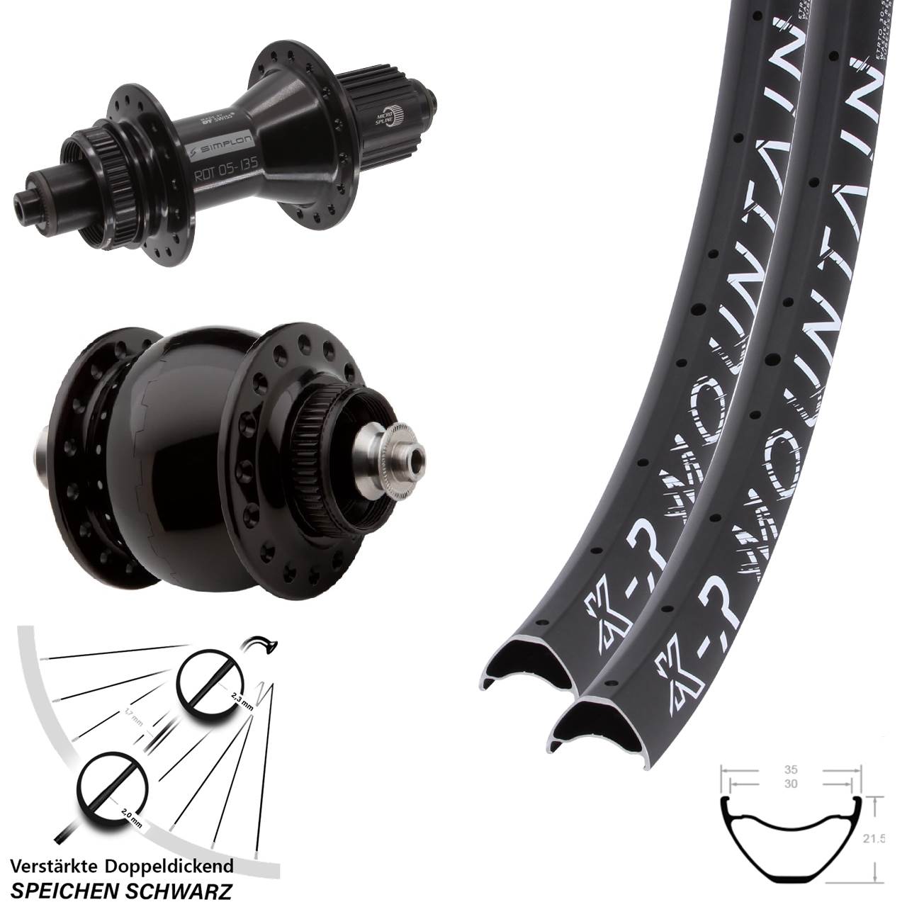 KX-R Mountain DT Swiss 370 Hybrid SONdelux 27,5 Zoll CL Laufradsatz QR Micro Spline
