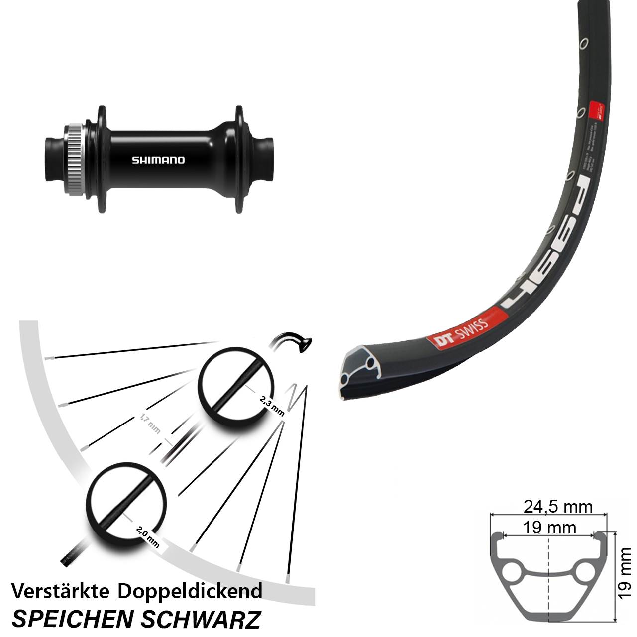 Vorderrad Centerlock 28 Zoll DT Swiss 466d Shimano HB-TC500 15x100