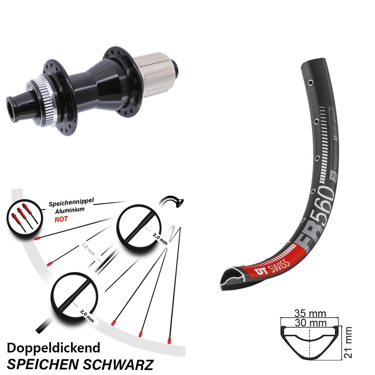 DT Swiss FR560 Novatec CL142 26 Zoll Disc Laufrad 12x142 8-12 fach HG