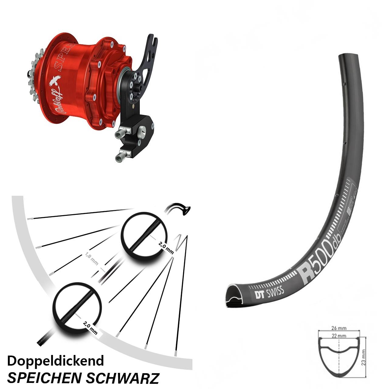 28 Zoll DT Swiss R 500 Rohloff Speedhub CC DB PM rot