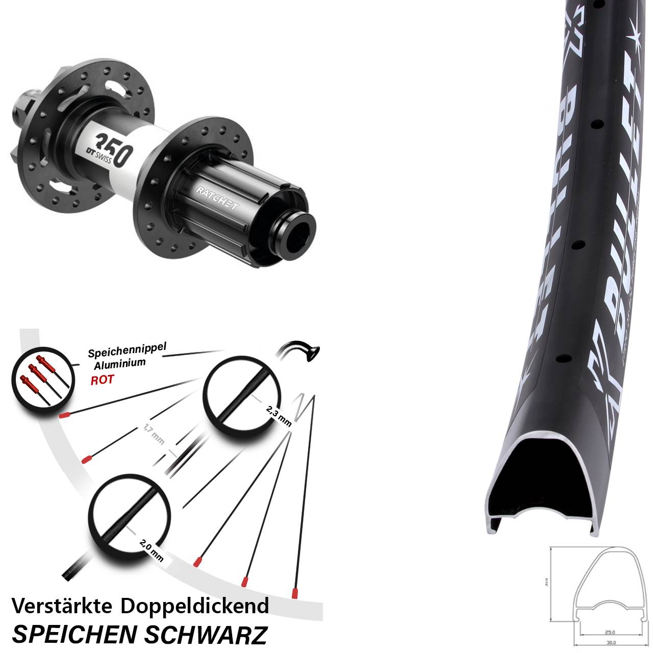KX Bullet OS DT Swiss 350 28-29 Zoll Disc Laufrad 12x142 8-11 fach