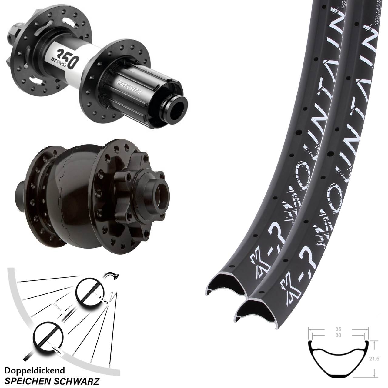 Disc Laufradsatz 29 Zoll KX-R Mountain DT Swiss 350 SON 28 8-11 fach HG 15x100 12x142
