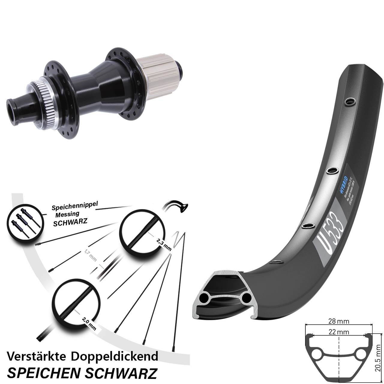 Centerlock Hinterrad 26 Zoll DT Swiss U 533 Novatec CL-142 8-12 fach 12x142