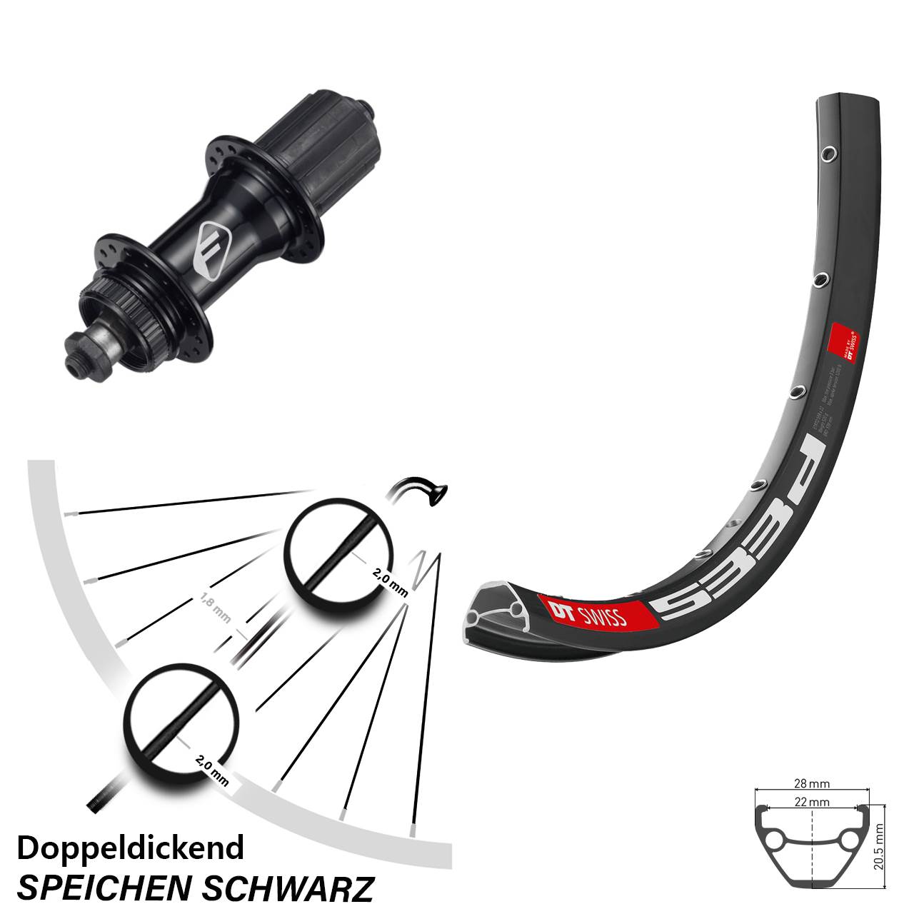 Disc Hinterrad QR 29 Zoll DT Swiss 533 D Formula CL-52 8-11 fach