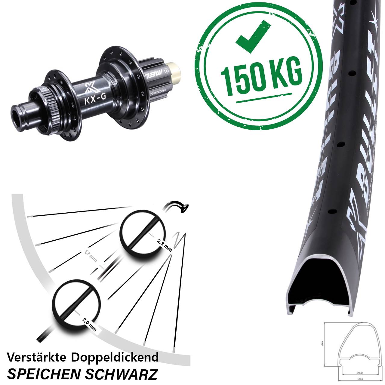 Centerlock Hinterrad 29 Zoll KX-G Bullet OS Steckachse Campa N3W 12x142