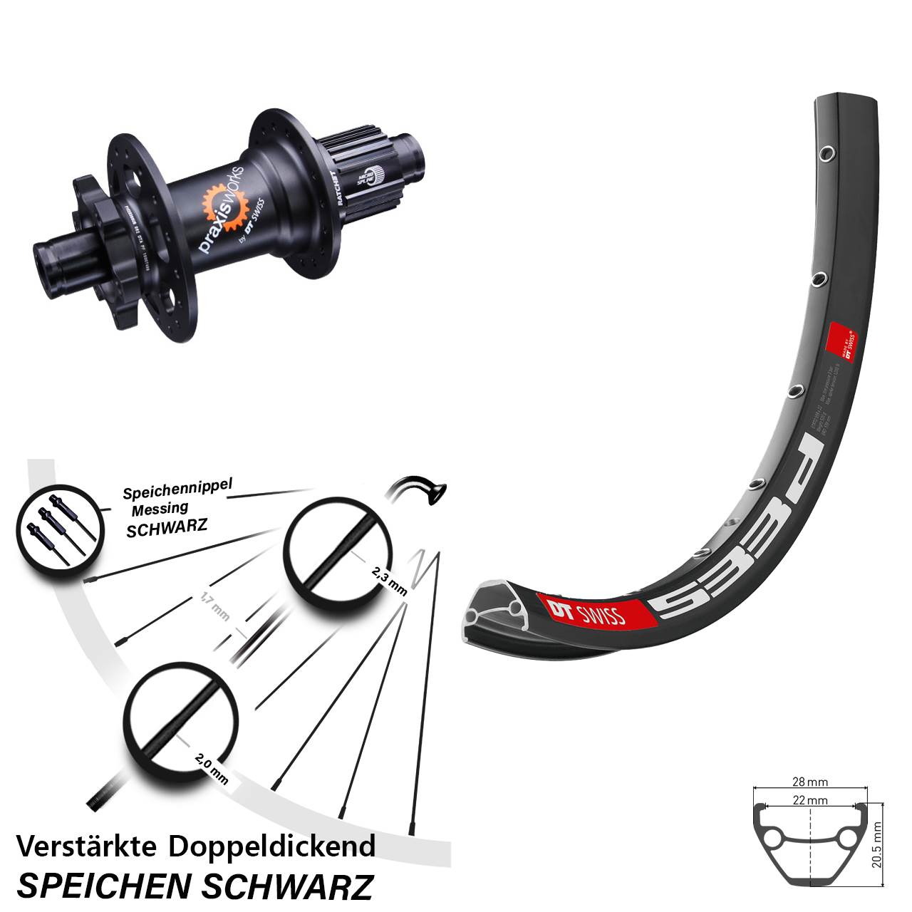 DT Swiss 533d 350 26 Zoll Disc Laufrad 12x142 Shimano Micro Spline
