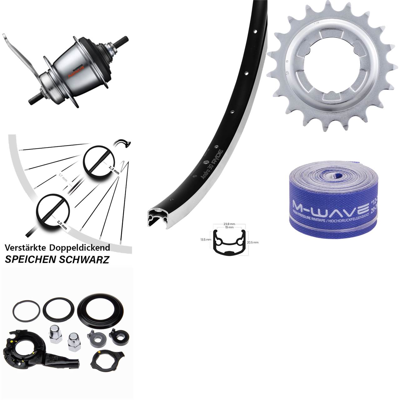 28 Zoll Hinterrad Shimano C3001 Nexus 7 Gang Rücktritt Ryde Andra 30
