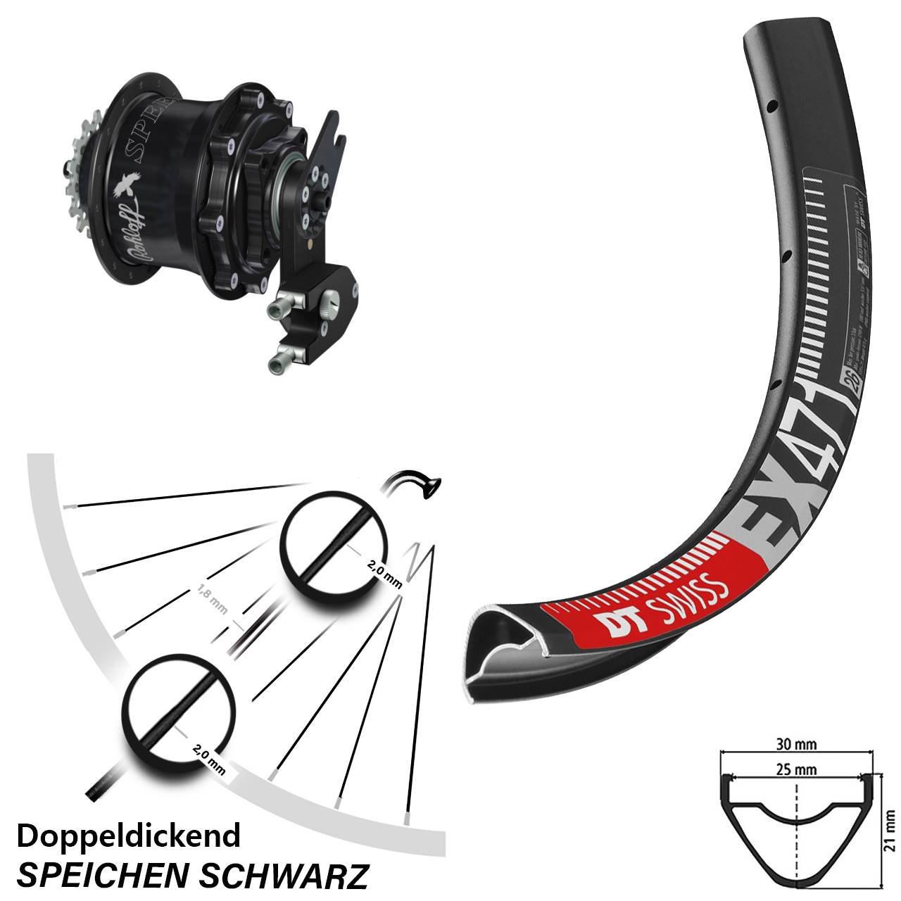 DT Swiss EX 471 Rohloff Speedhub CC DB OEM2 Tandem 29 Zoll Disc Hinterrrad