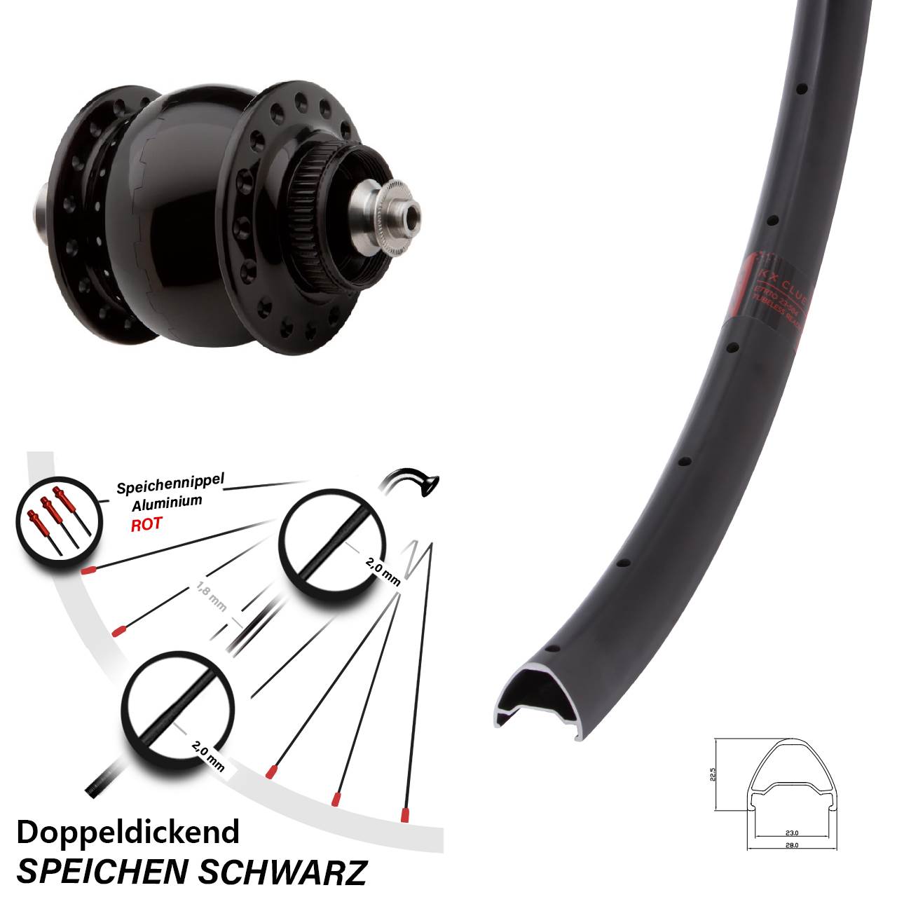 Disc Laufrad mit Nabendynamo QR 28-29 Zoll KX Clue SON delux