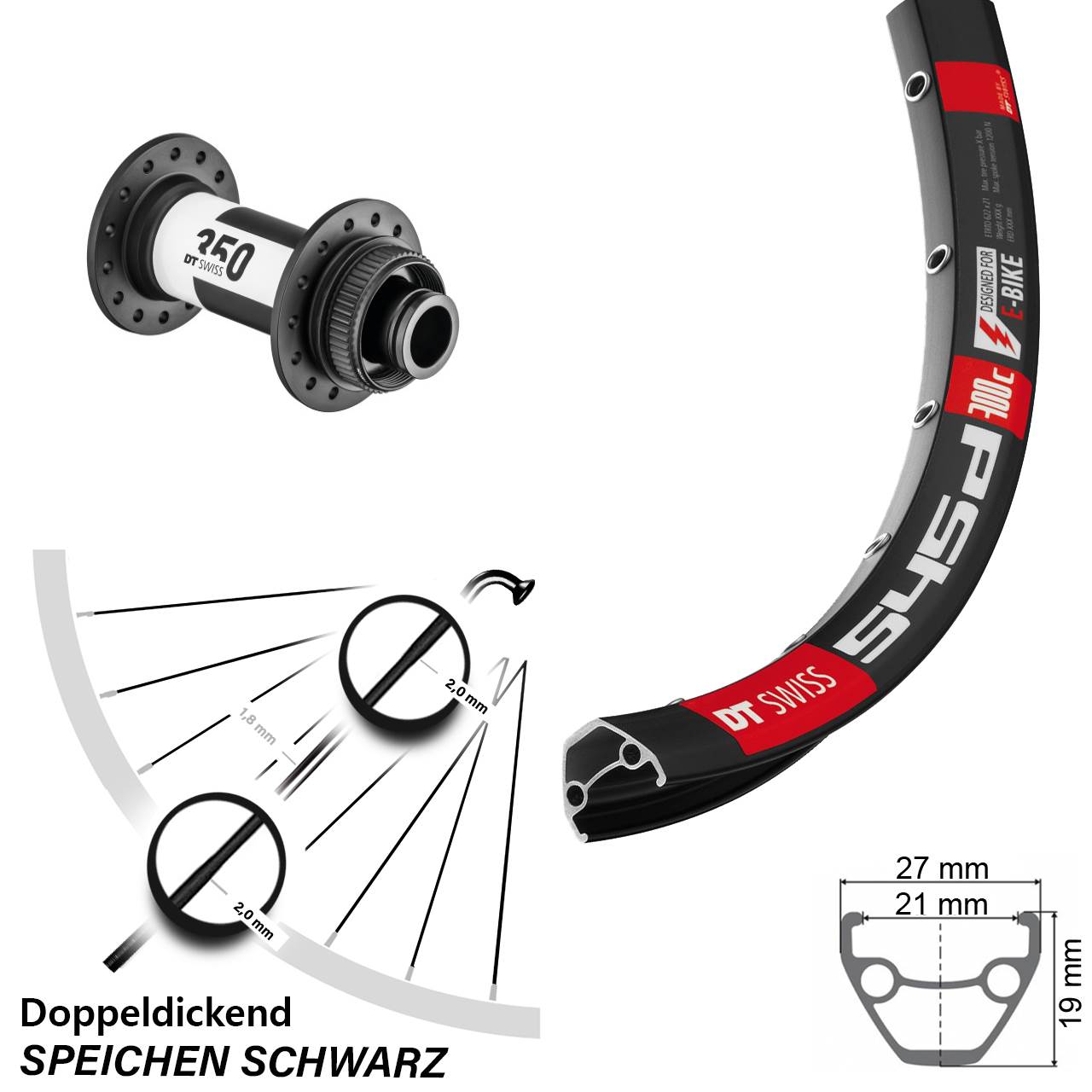 DT Swiss 545d-350 26 Zoll Disc Vorderrad 15x100