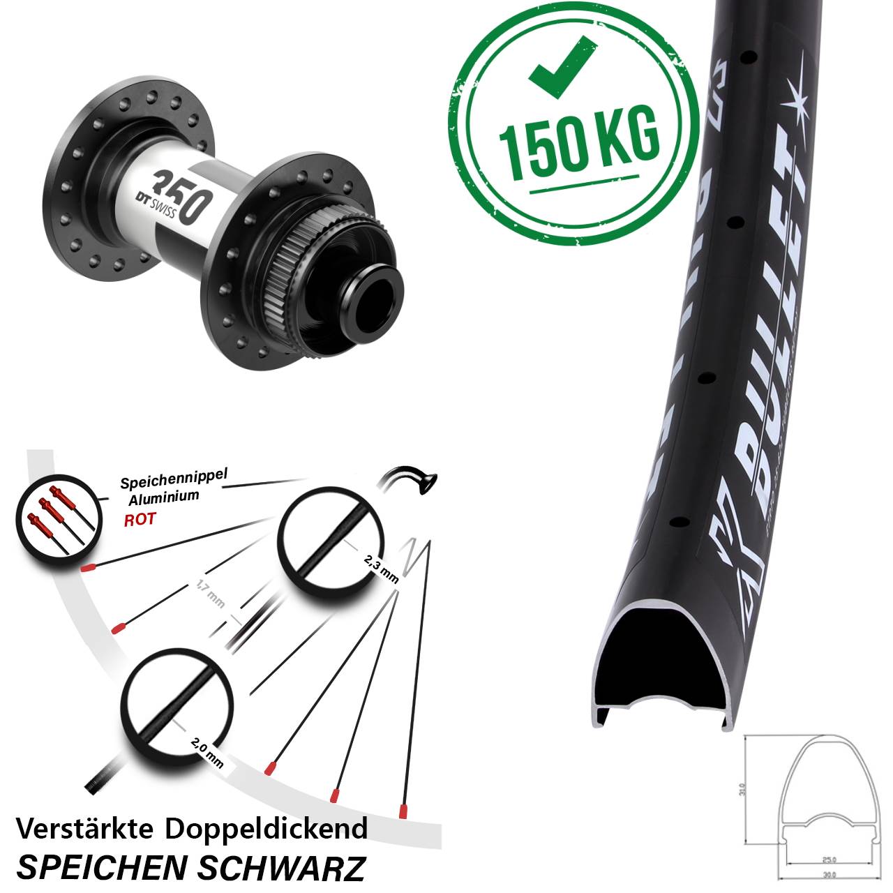 KX Bullet DT Swiss 350 29 Zoll Vorderrad 12x100 Centerlock