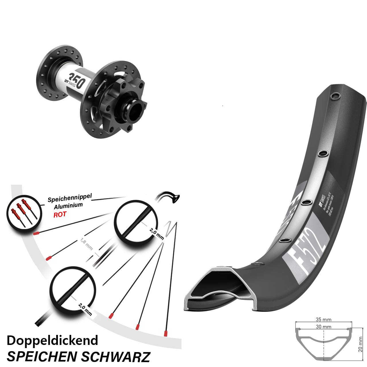 DT Swiss F 572-350 27,5 Zoll Vorderrad 6-Loch 15x100