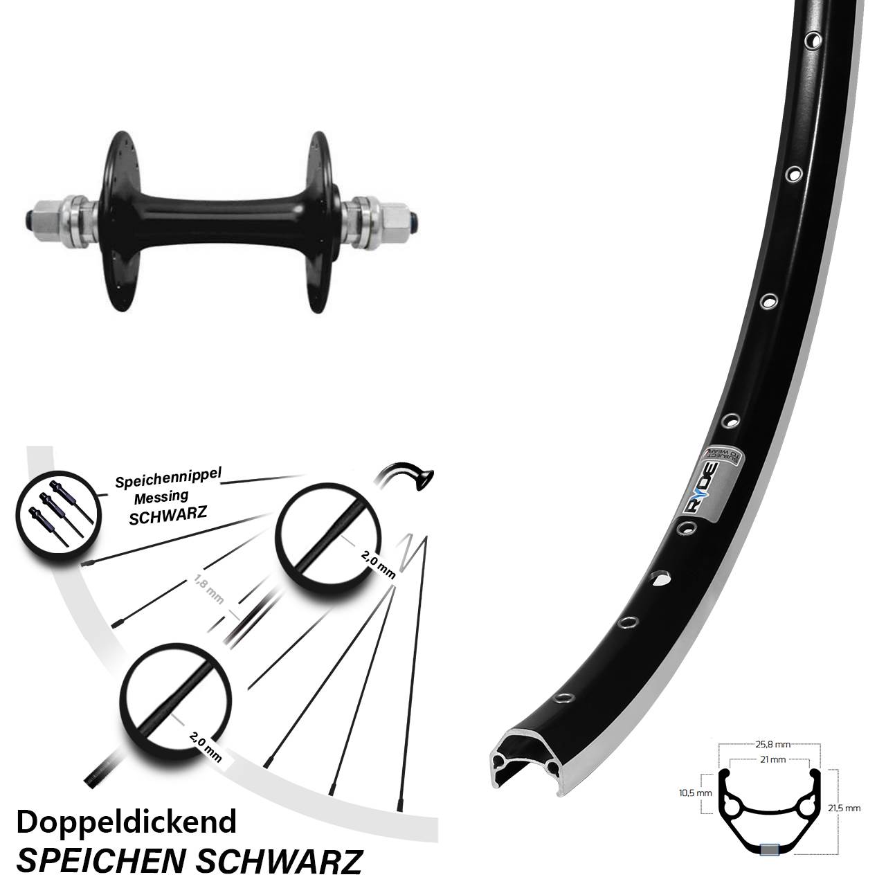 Vorderrad 28 Zoll Ryde ZAC 421 Sturmey Archer HBT30 Vollachse