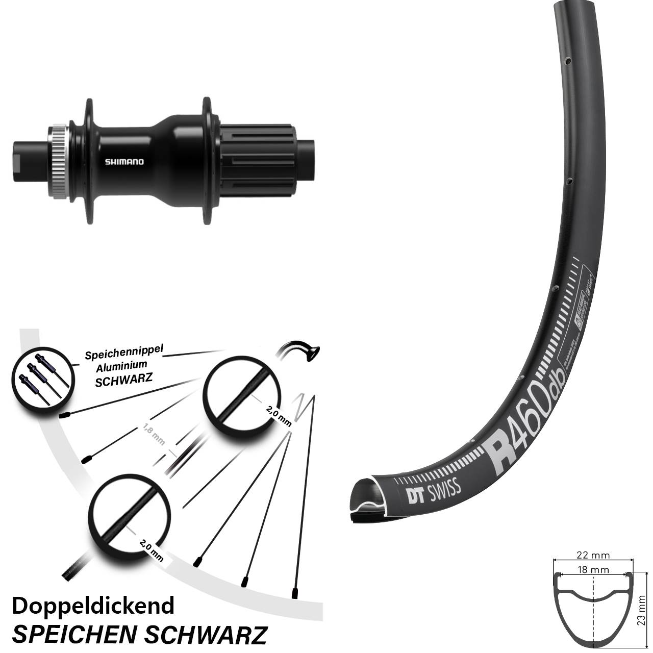 Disc Laufrad 28 Zoll DT Swiss R 460 Shimano FH-TC500 11-12 fach HG 12x142
