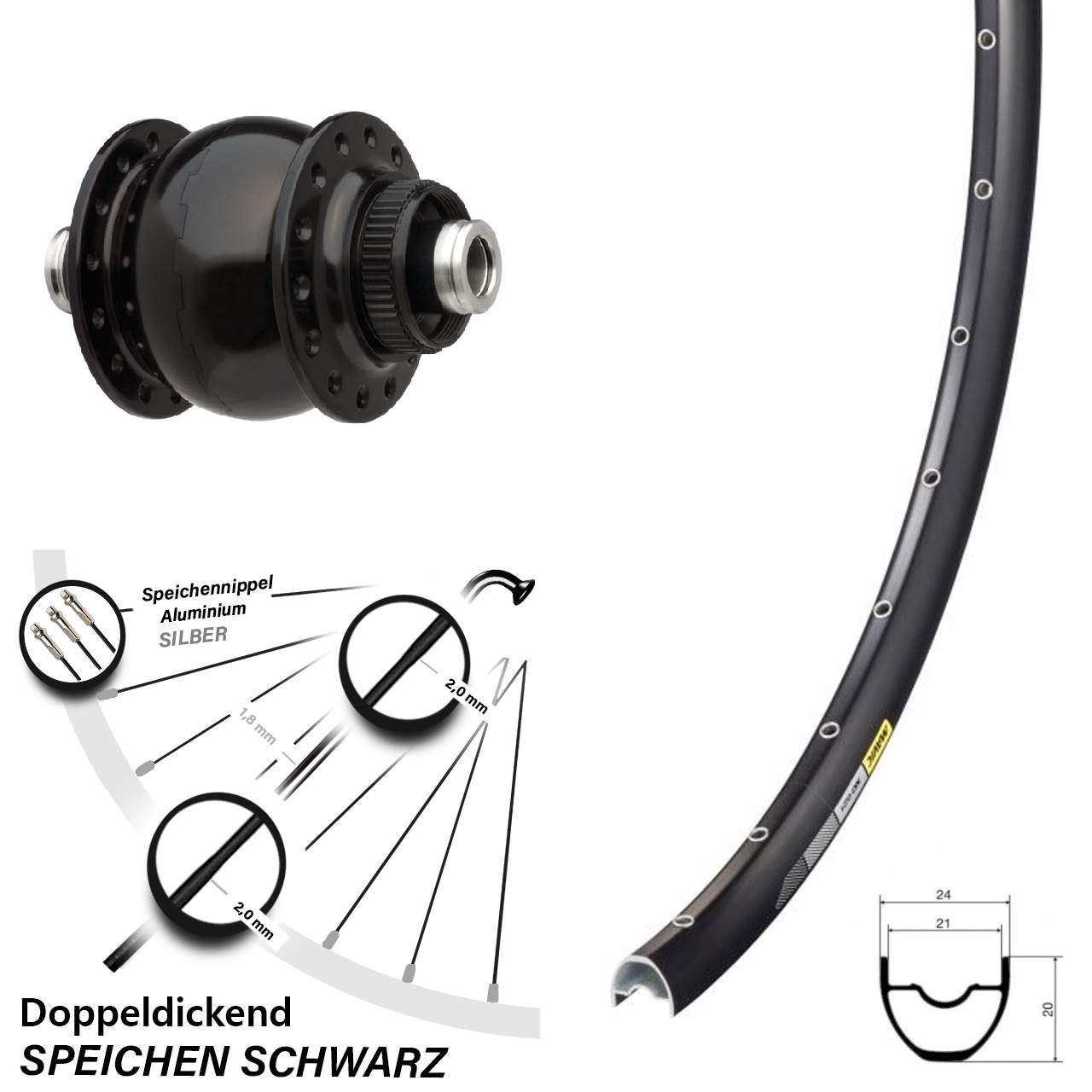 Disc Nabendynamo-Laufrad 28-29 Zoll Mavic XC621 SONdelux 12x100