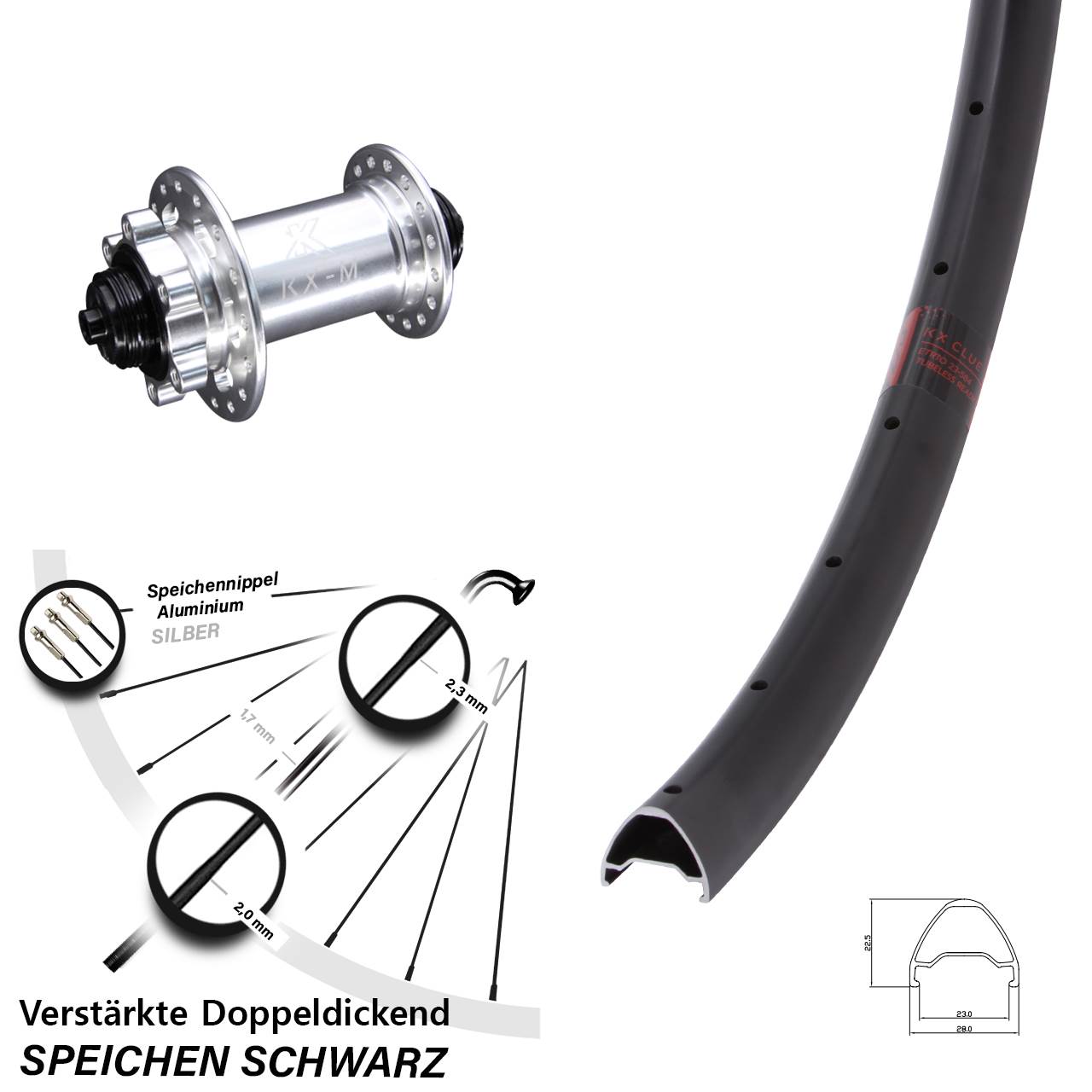 6-Loch Vorderrad 28-29 Zoll KX Clue MTB QR