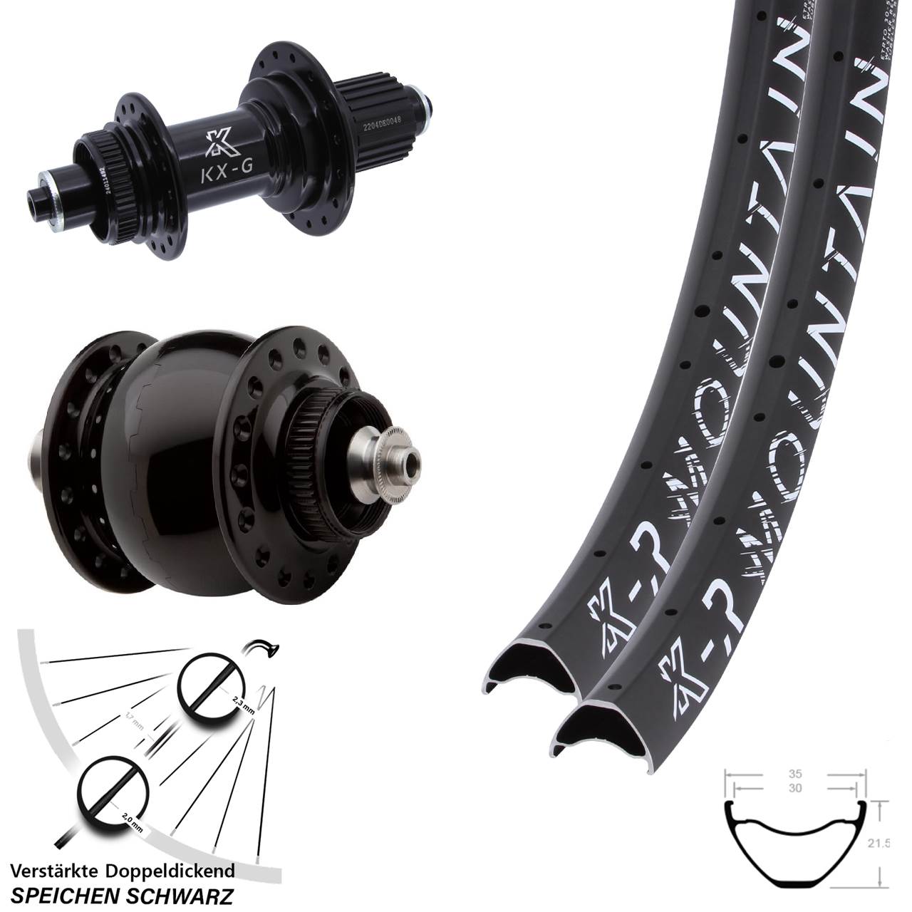 KX-GSR Mountain Heavy Duty SON 28 27,5 Zoll Disc Laufradsatz QR Micro Spline