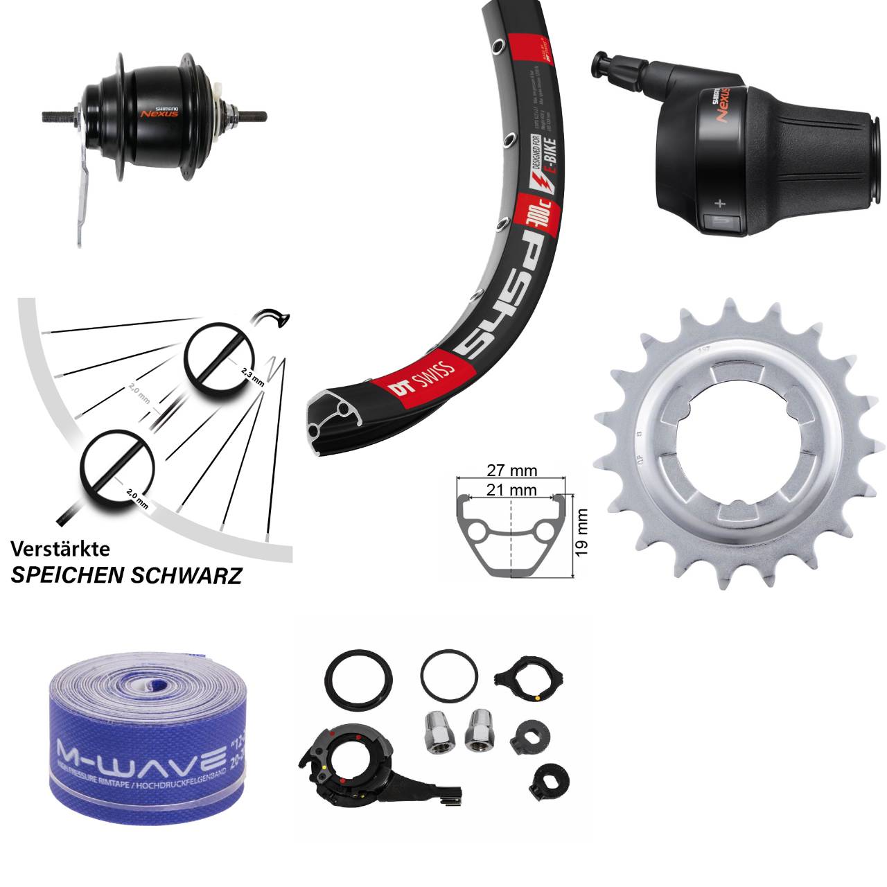 26 Zoll Hinterrad Shimano Nexus 8-Gang mit Rücktrittbremse DT Swiss 545 schwarz