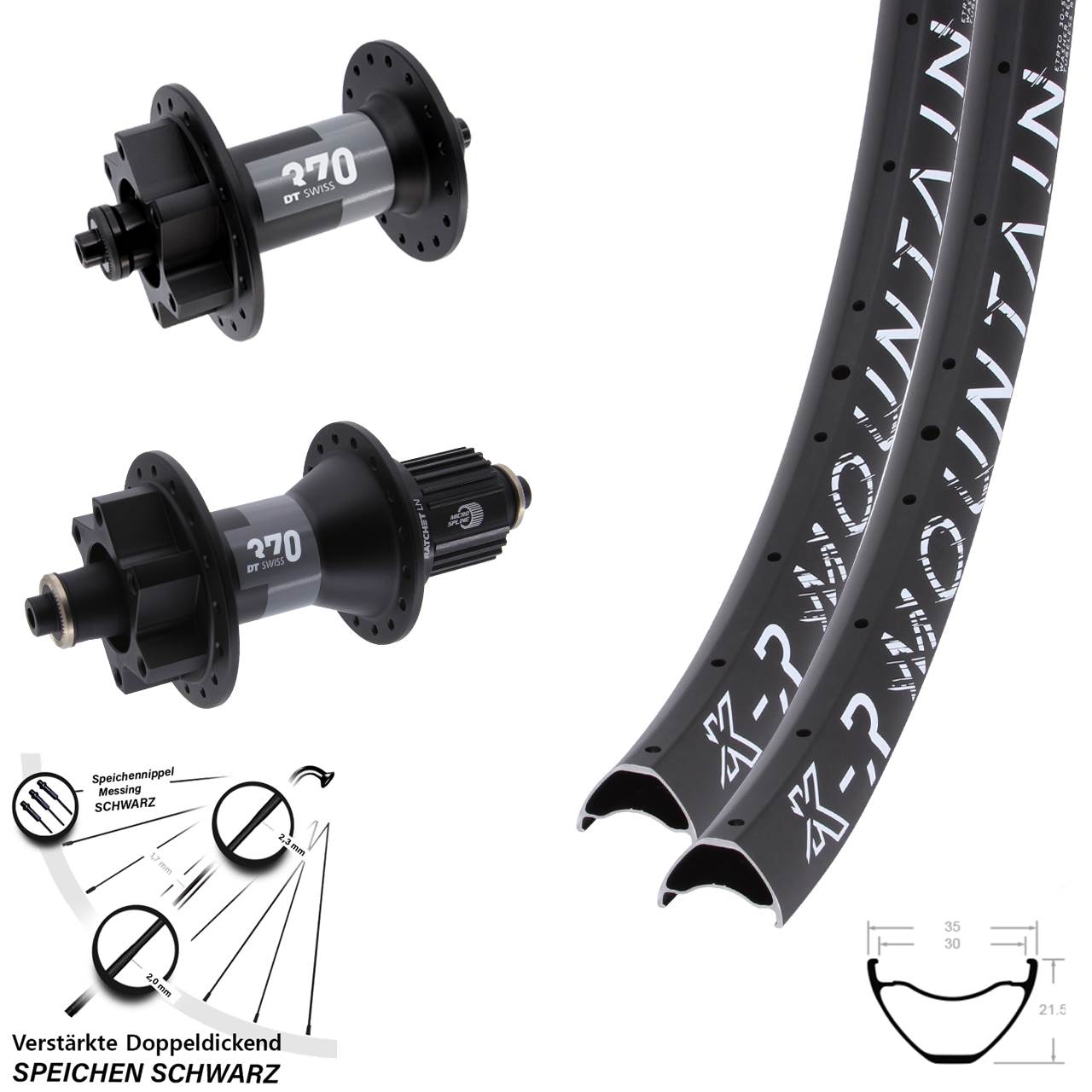 Laufradsatz 6-Loch QR 29 Zoll KX-R Mountain DT Swiss 370 Micro Spline