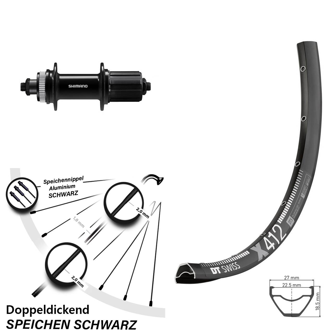 29 Zoll Hinterrad DT Swiss X 412 Shimano QC400