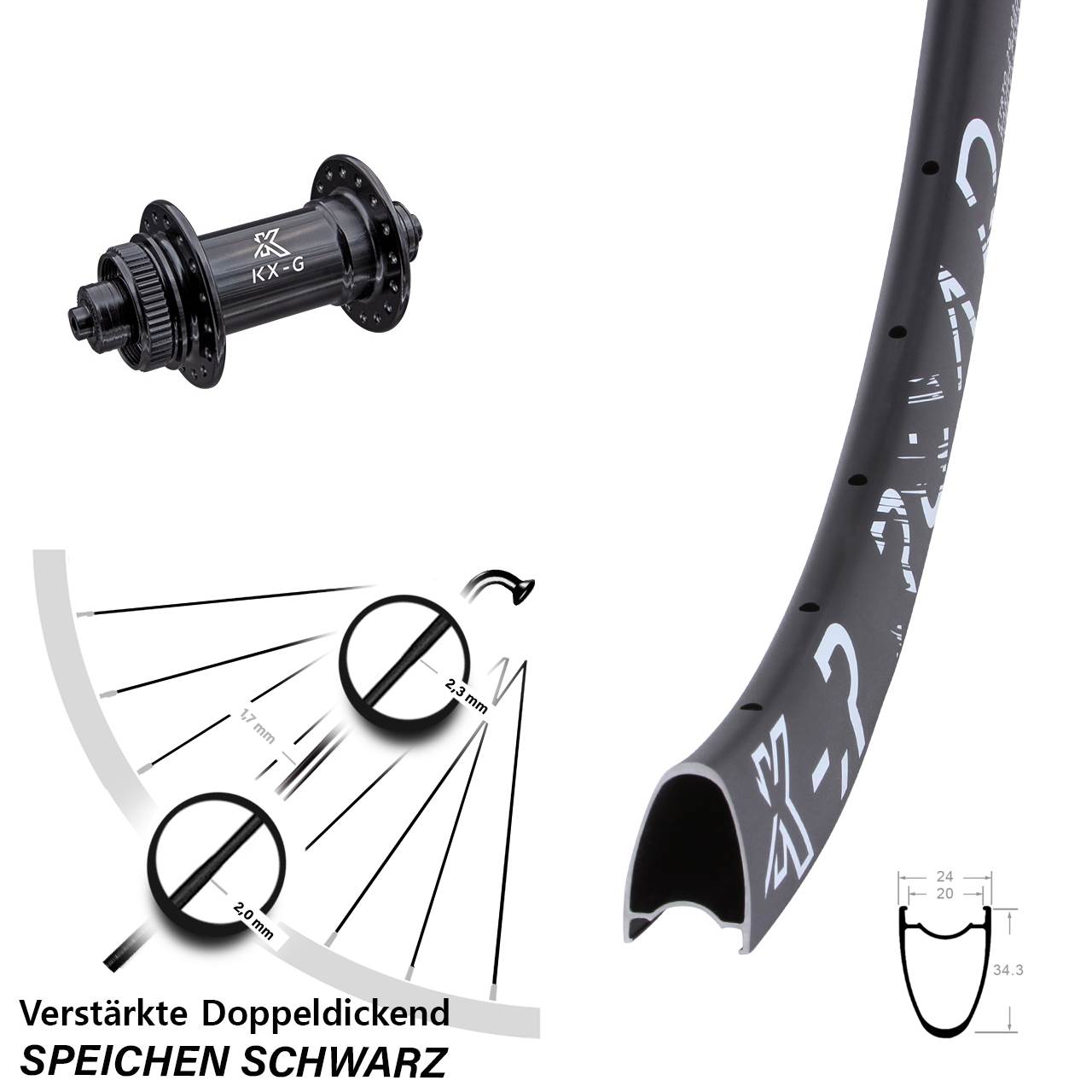 KX-R Road verstärkt 28-29 Zoll Disc Laufrad QR