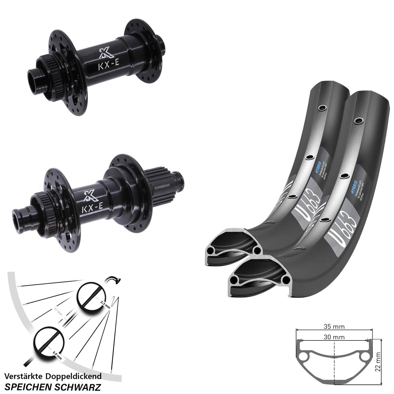 Disc Laufradsatz 27,5 Zoll DT Swiss U 663 KX-E Heavy Duty Micro Spline 15x110 12x148 Boost