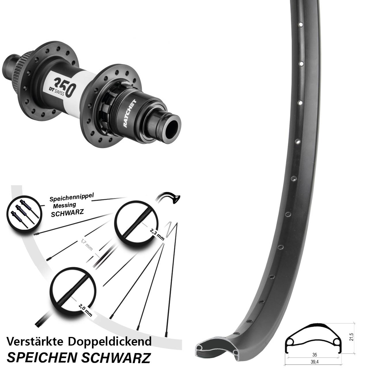 Disc Hinterrad 12x148 29 Zoll Ambrosio E35 DT Swiss 350 SRAM XD