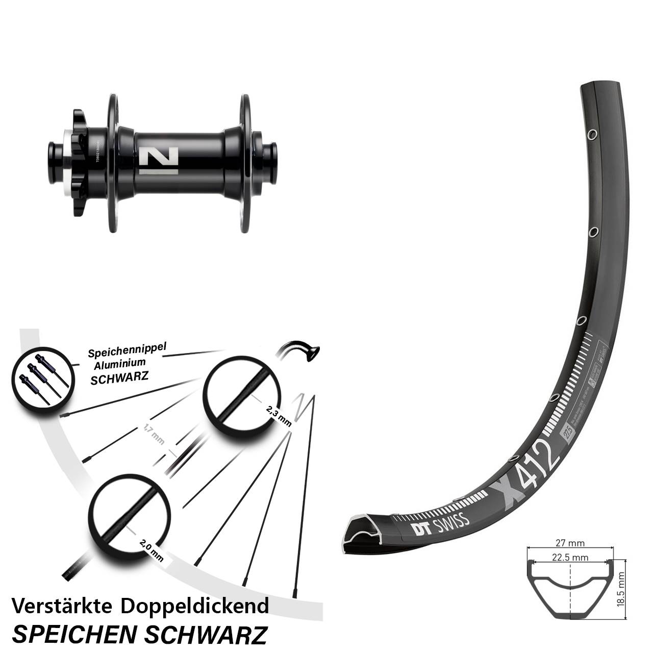 Disc Vorderrad 29 Zoll DT Swiss X412 Novatec D041 15x110 Boost