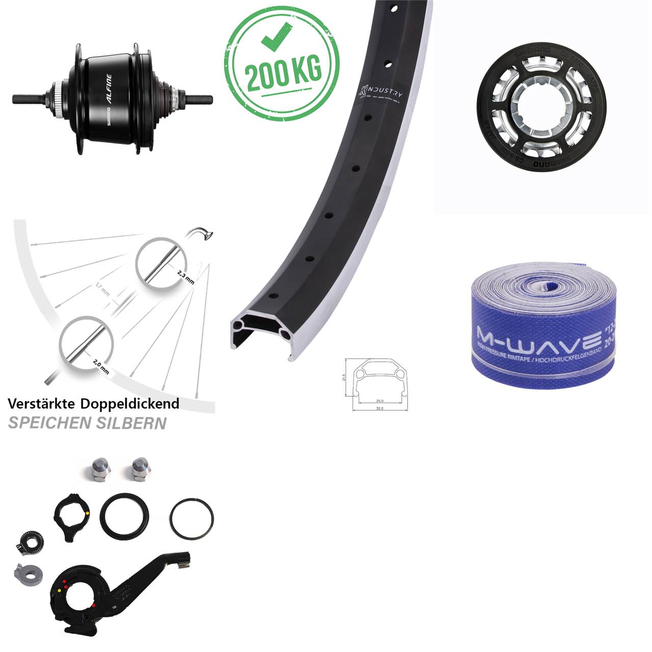 20 Zoll Shimano Alfine 8 Gang KX Industry Hinterrad