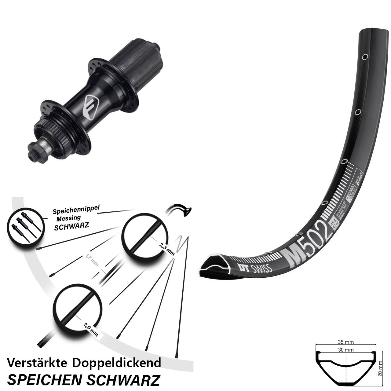 Disc Hinterrad für Schnellspanner 27,5 Zoll DT Swiss M502 Formula CL-52 8-11 fach HG