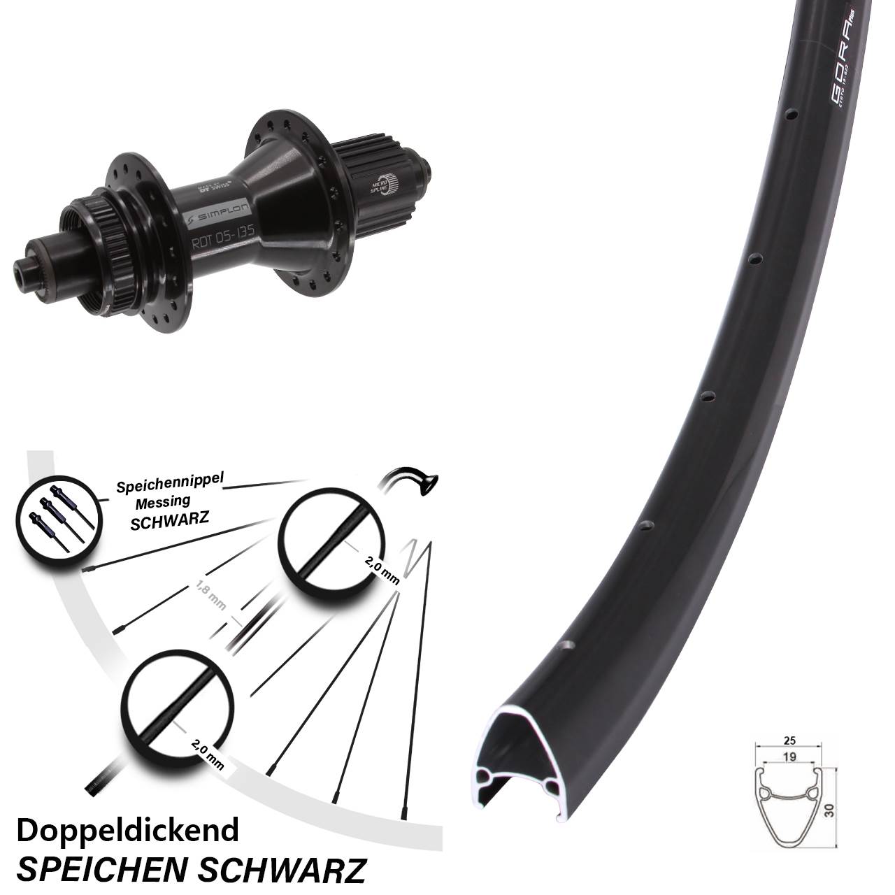 28 Zoll Hinterrad Gora Plus DT Swiss 370 Hybrid Centerlock Micro Spline QR