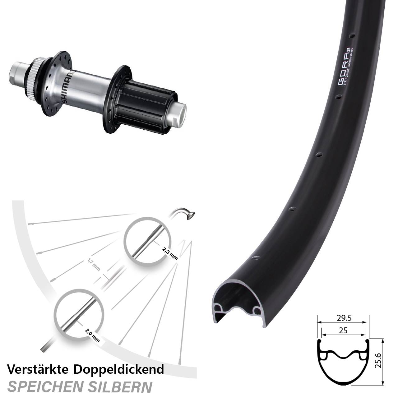 Hinterrad Centerlock 29 Zoll Gora 25 Shimano FH-RS770 8-12 fach HG 12x142