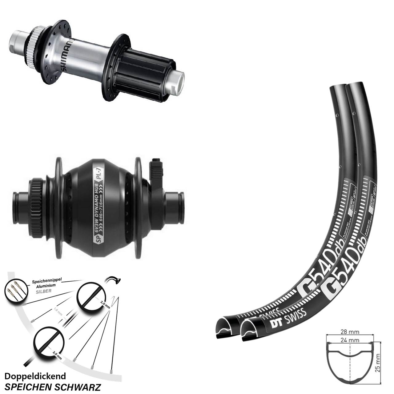 DT Swiss G 540 SP PL-7 Shimano FH-RS770 28-29 Zoll Laufradsatz 12x100/142 8-12 fach