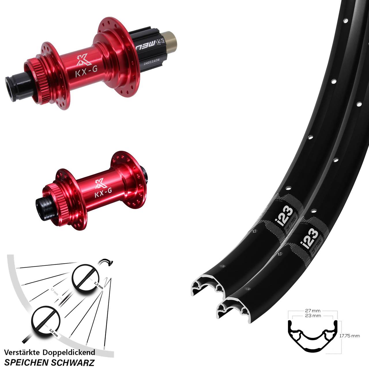WTB i23 KX-G rot 28 Zoll Laufradsatz Centerlock 15x100 12x142 Campagnolo N3W