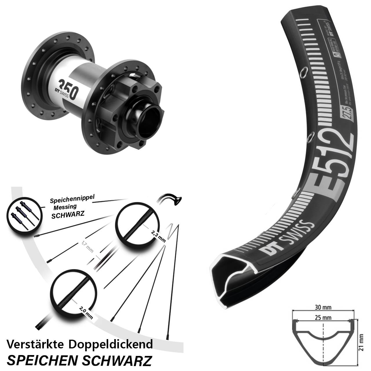 DT Swiss E 512-350 27,5 Zoll Disc Laufrad 20x110 Boost