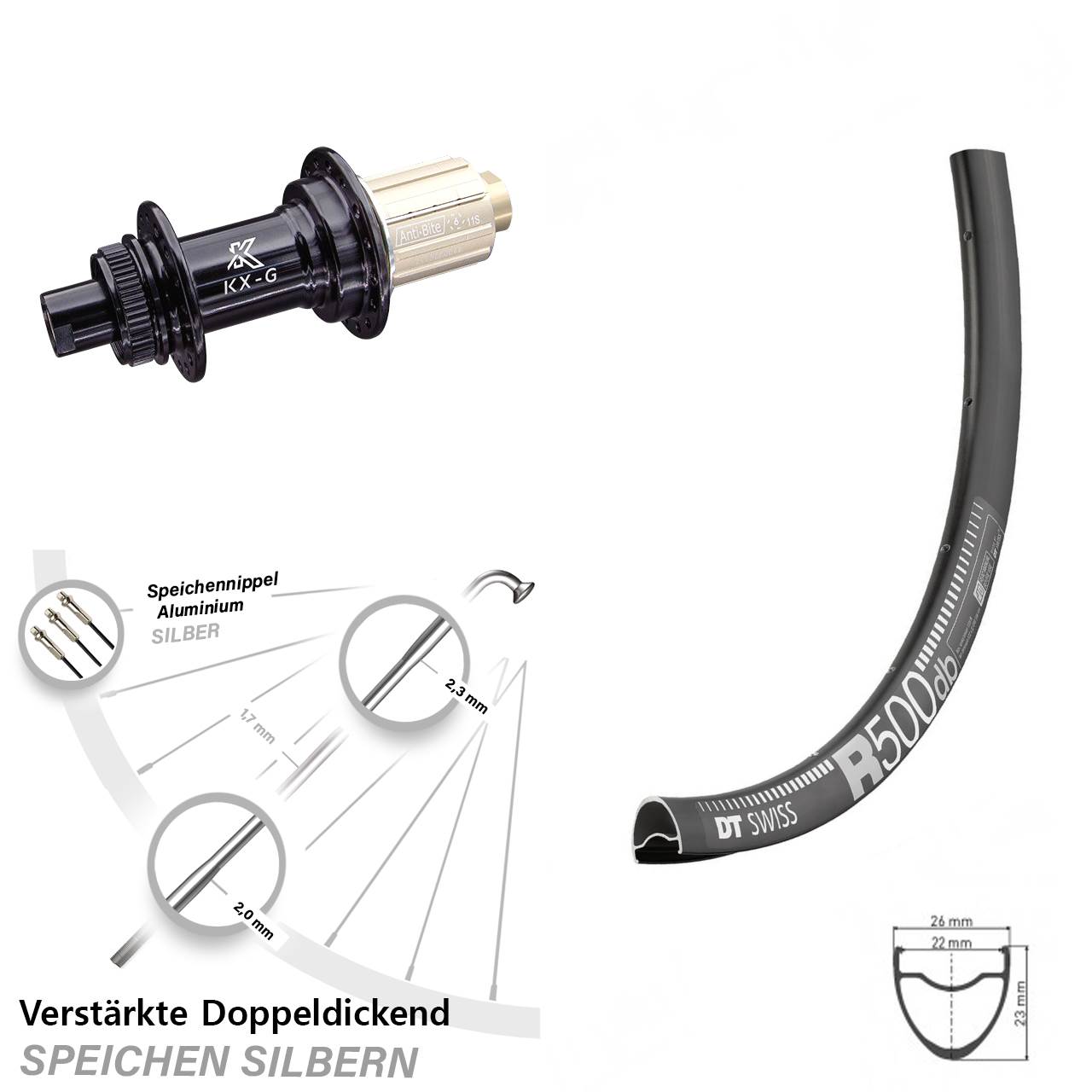 Disc Hinterrad 29 Zoll DT Swiss R 500 KX-G 8-12 fach HG 12x142